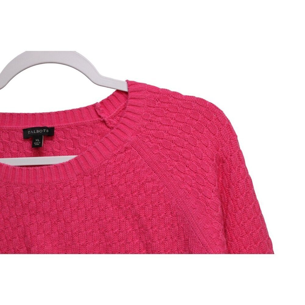 Talbots Sweater Size XL Lambs Wool Textured Knit Pink Valentines Day Preppy Soft - Picture 7 of 12